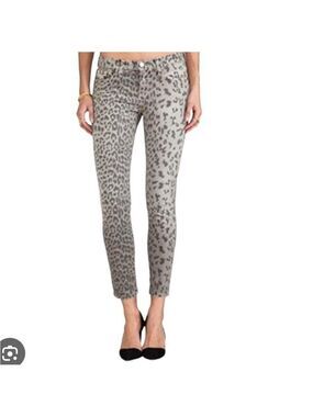 Current Elliott The Rolled Skinny Grey Leopard corduroy pants 26